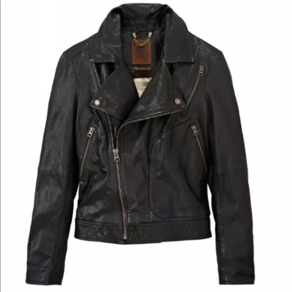 Timberland Women’s Leather Biker Jacket  A17NO - Picture 1 of 3